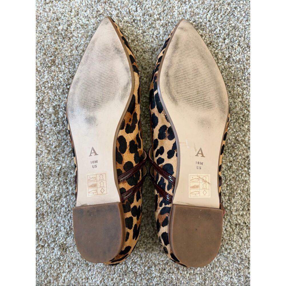 Anthropologie Leopard Print Pointed Mary Jane Flats - Tan, Black, Brown - Picture 9 of 12